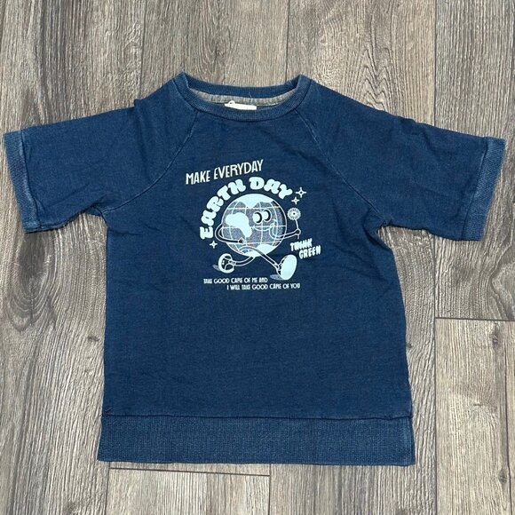 Miki Miette Other - Miki Miette Blue Short-sleeved "Earth Day" Sweatshirt, Size 6 Years, NWT